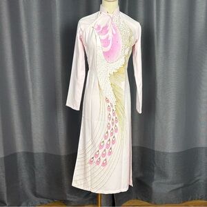 Vintage Hand Painted Cheongsam Asian Tunic Dress